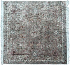 6X6 Exceptional Vintage Chinese Rug Square Silk &Metal Rare Tapestry 183cmx185cm