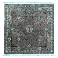 6X6 Exceptional Vintage Chinese Rug Square Silk &Metal Rare Tapestry 183cmx185cm