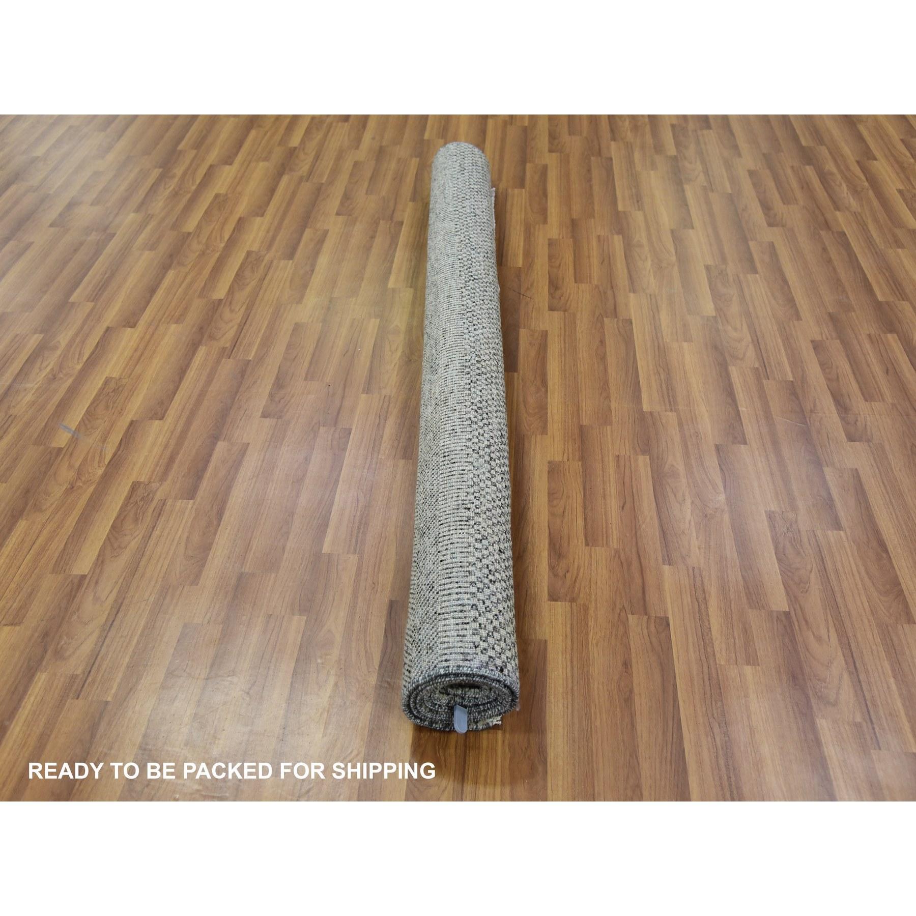 Noué à la main Tapis carré gris flanelle non teint 100% laine Grass Design noué à la main 6'x6'. en vente