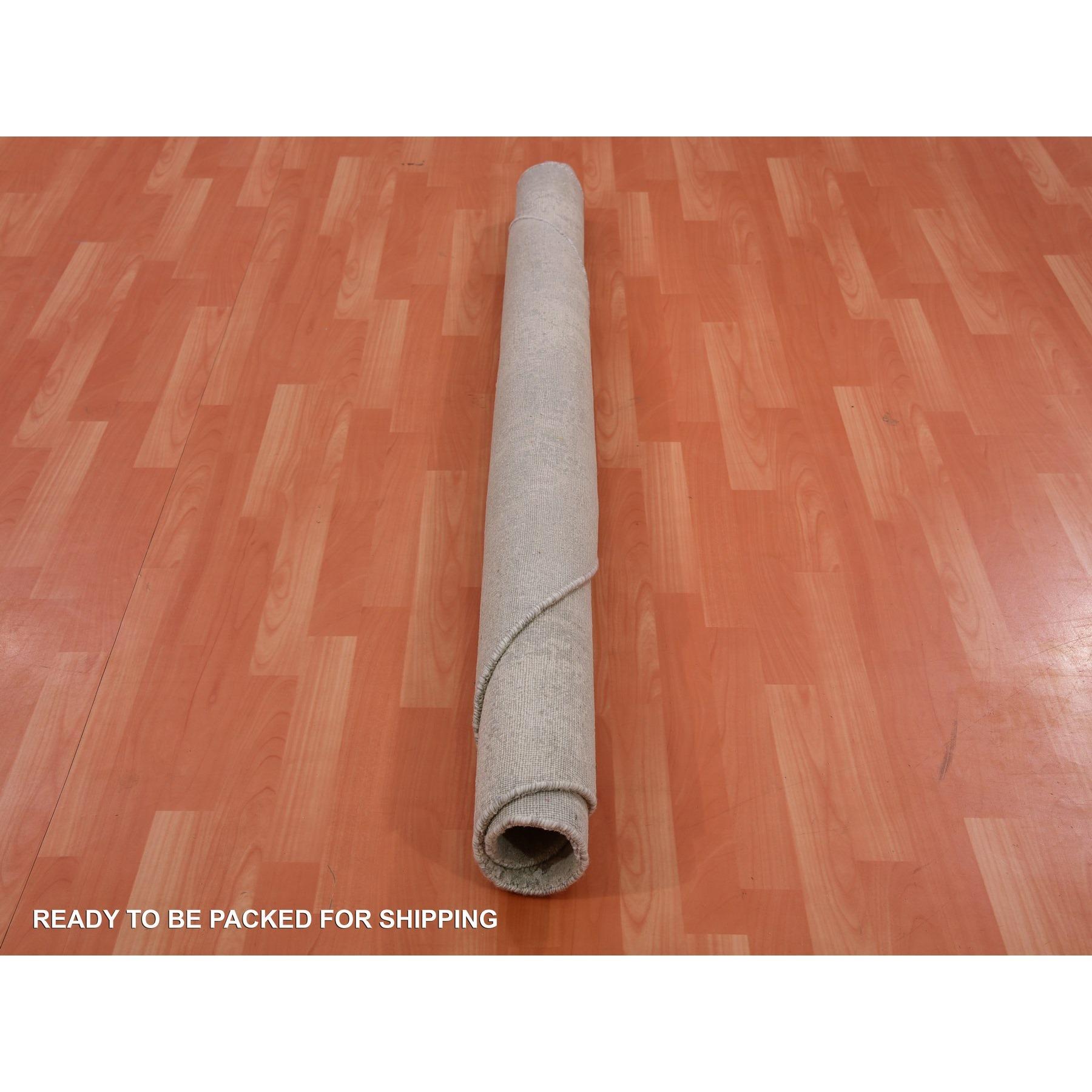 Tappeto rotondo moderno astratto 6'x6' in lana e seta grigio flanella annodato a mano in vendita 1