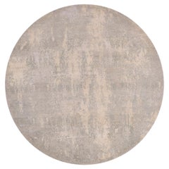 6'x6' Flanell Grau Wolle und Seide Handgeknüpft Modern Abstrakt Rund Teppich