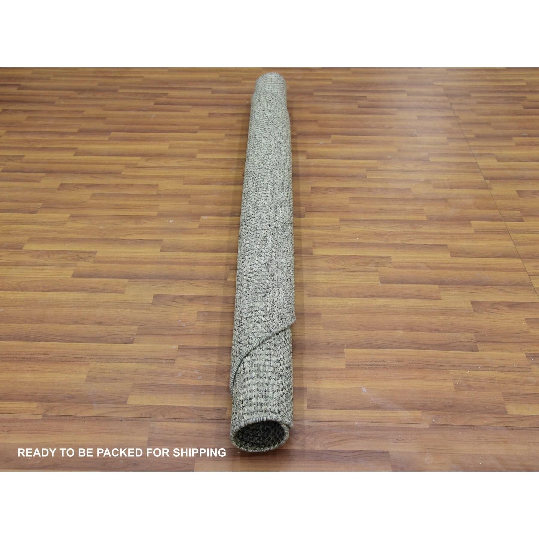 6'x6' Gauntlet Gray Hand Knotted Modern Grass Undyed Wool Round Oriental Rug (Handgeknüpft) im Angebot