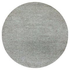 6'x6' Gauntlet Gray Hand Knotted Modern Grass Undyed Wool Round Oriental Rug