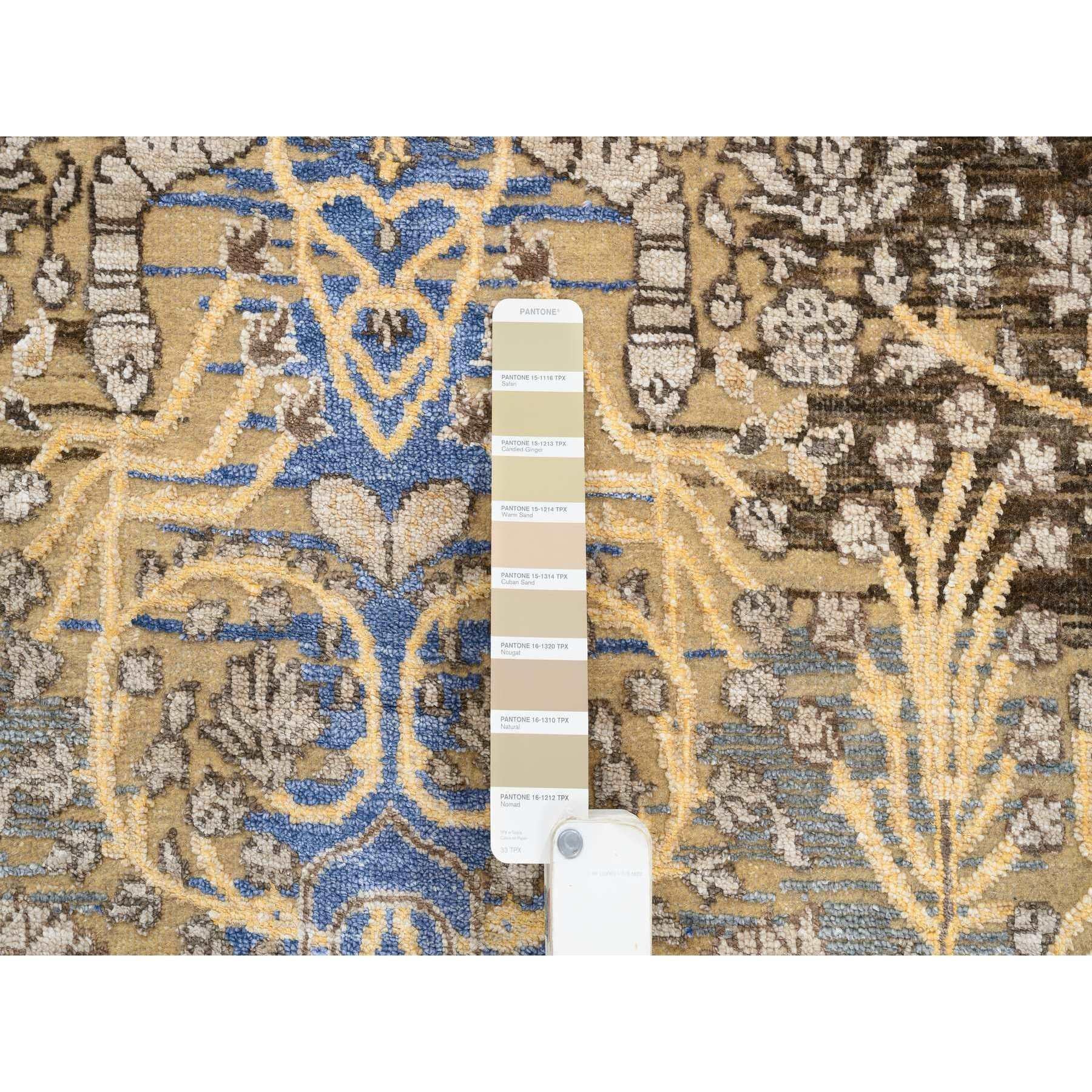 6'x6' Goldbraun, Transitional Sarouk Seide mit Wolle Handgeknüpft Rundteppich im Zustand „Neu“ im Angebot in Carlstadt, NJ