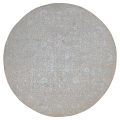 6
x6
 Gris, Diseño Árbol Ciprés Roto, Lana Pura, Alfombra Redonda Tejida a Mano