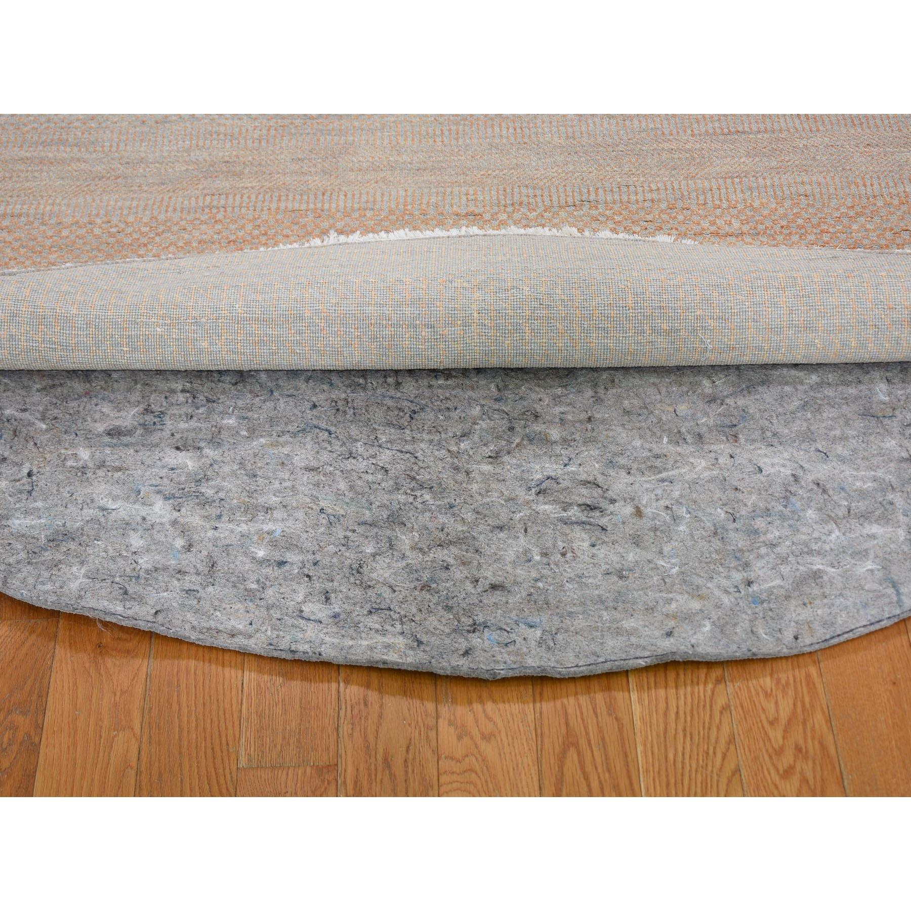 6'x6' Grau Gras Design Wolle und Seide Hand geknüpft Runde Orientteppich (Moderne) im Angebot