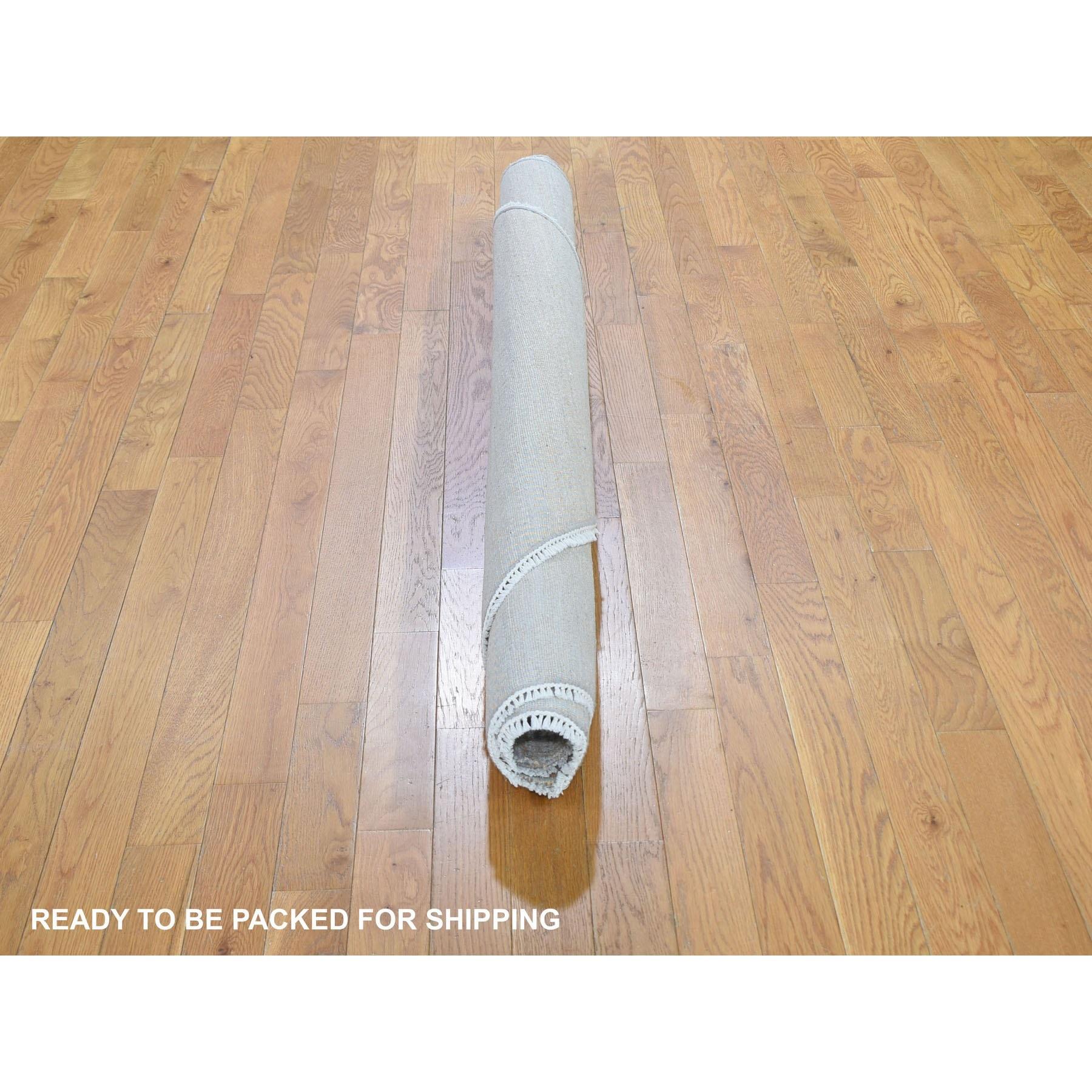 6'x6' Grau Gras Design Wolle und Seide Hand geknüpft Runde Orientteppich (Handgeknüpft) im Angebot