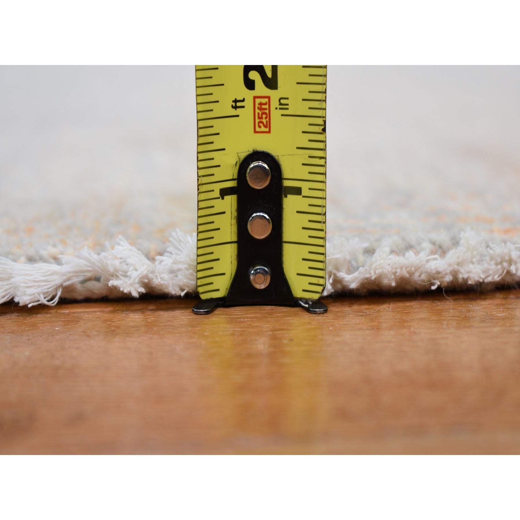 6'x6' Grau Gras Design Wolle und Seide Hand geknüpft Runde Orientteppich im Zustand „Neu“ im Angebot in Carlstadt, NJ