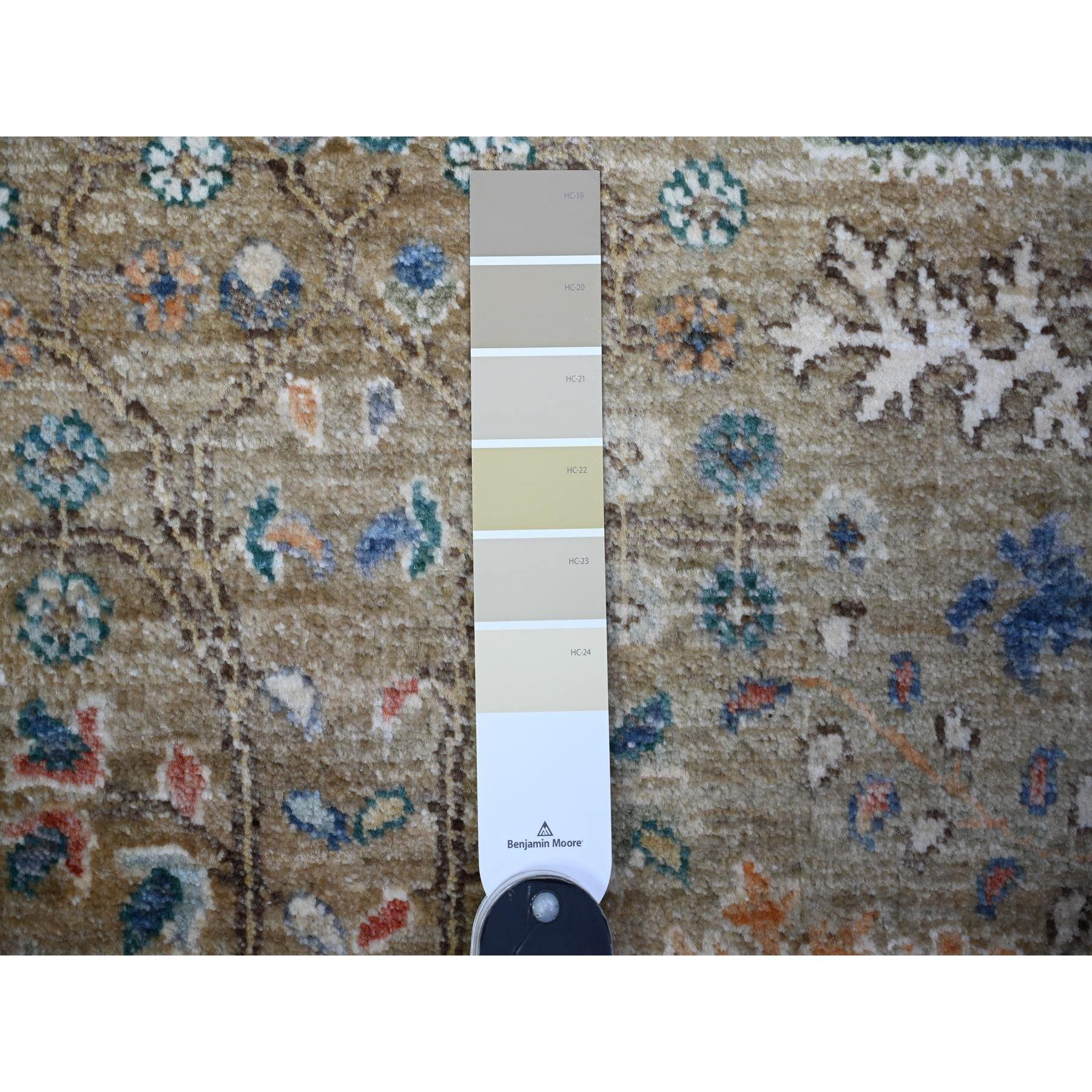 6'x6' Alfombra Oriental Redonda Gris Anudada a Mano de Pura Lana con Tintes Naturales Tribal en venta