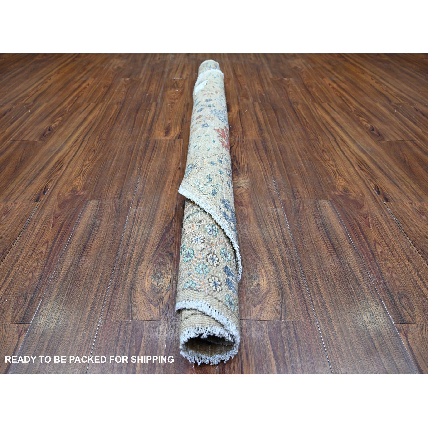 6'x6' Alfombra Oriental Redonda Gris Anudada a Mano de Pura Lana con Tintes Naturales Afgano en venta