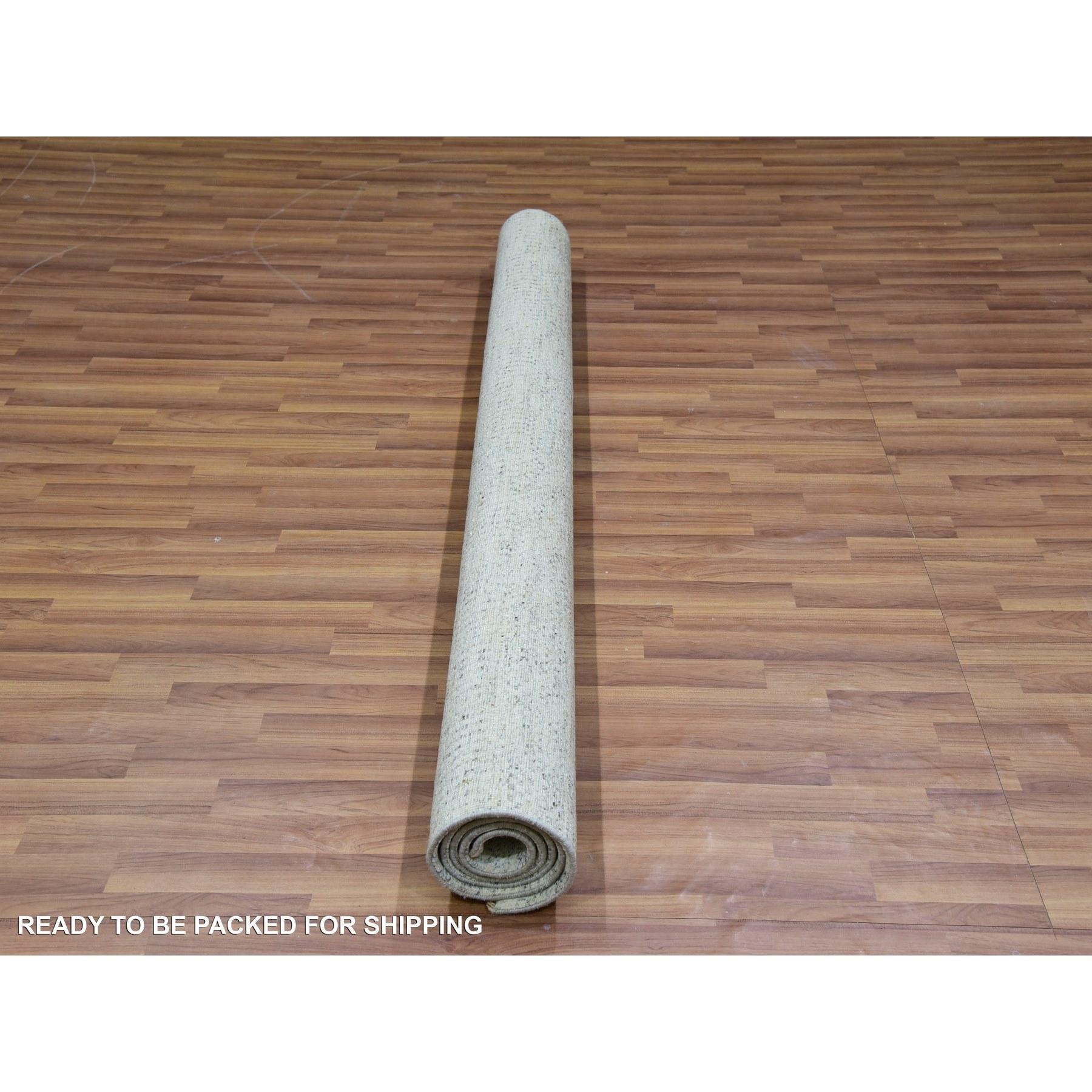 XXIe siècle et contemporain 6'x6' Tapis carré en laine grise nouée à la main, moderne, ton sur ton, Grass Design en vente