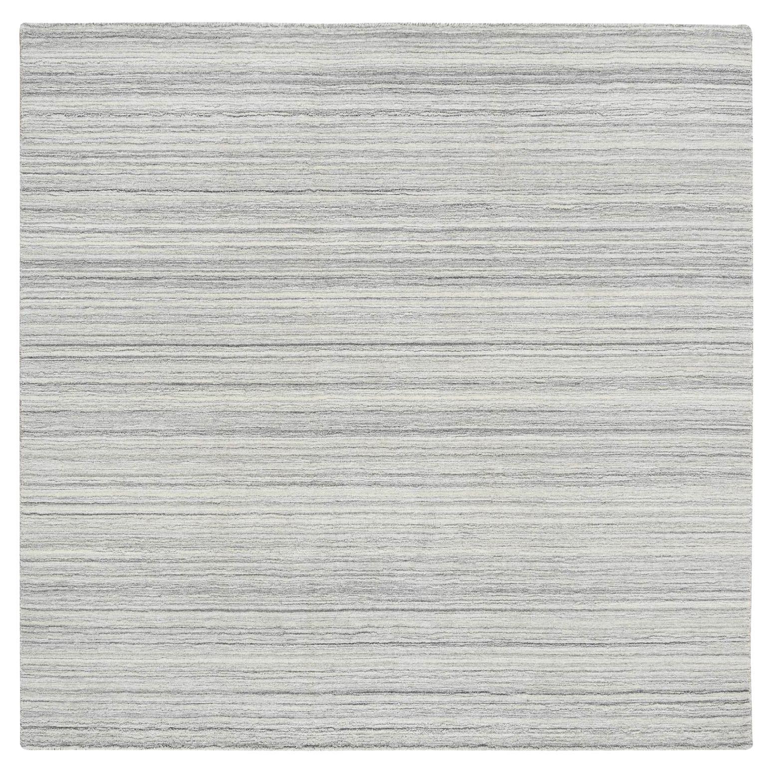 6
x6
 Gray, Modern Design, Hand Loomed Undyed Natural Wool Square Rug For Sale