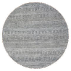 6
x6
 Gray Wool and Silk Grass Design Hand Knotted Round Oriental Rug