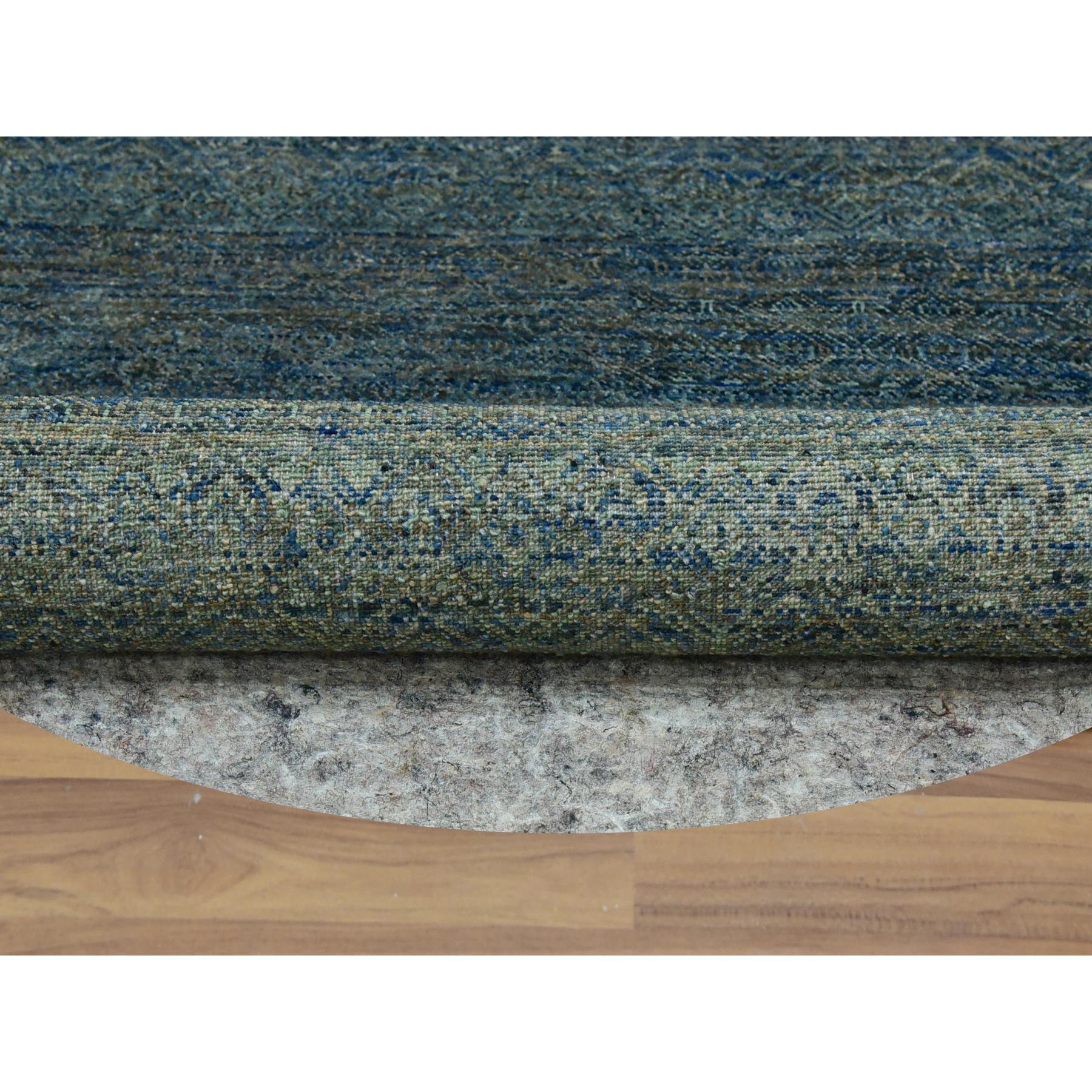 Moderne Tapis de laine noué à la main 6'x6' Green Herat Pattern Diamond Shape Design en vente