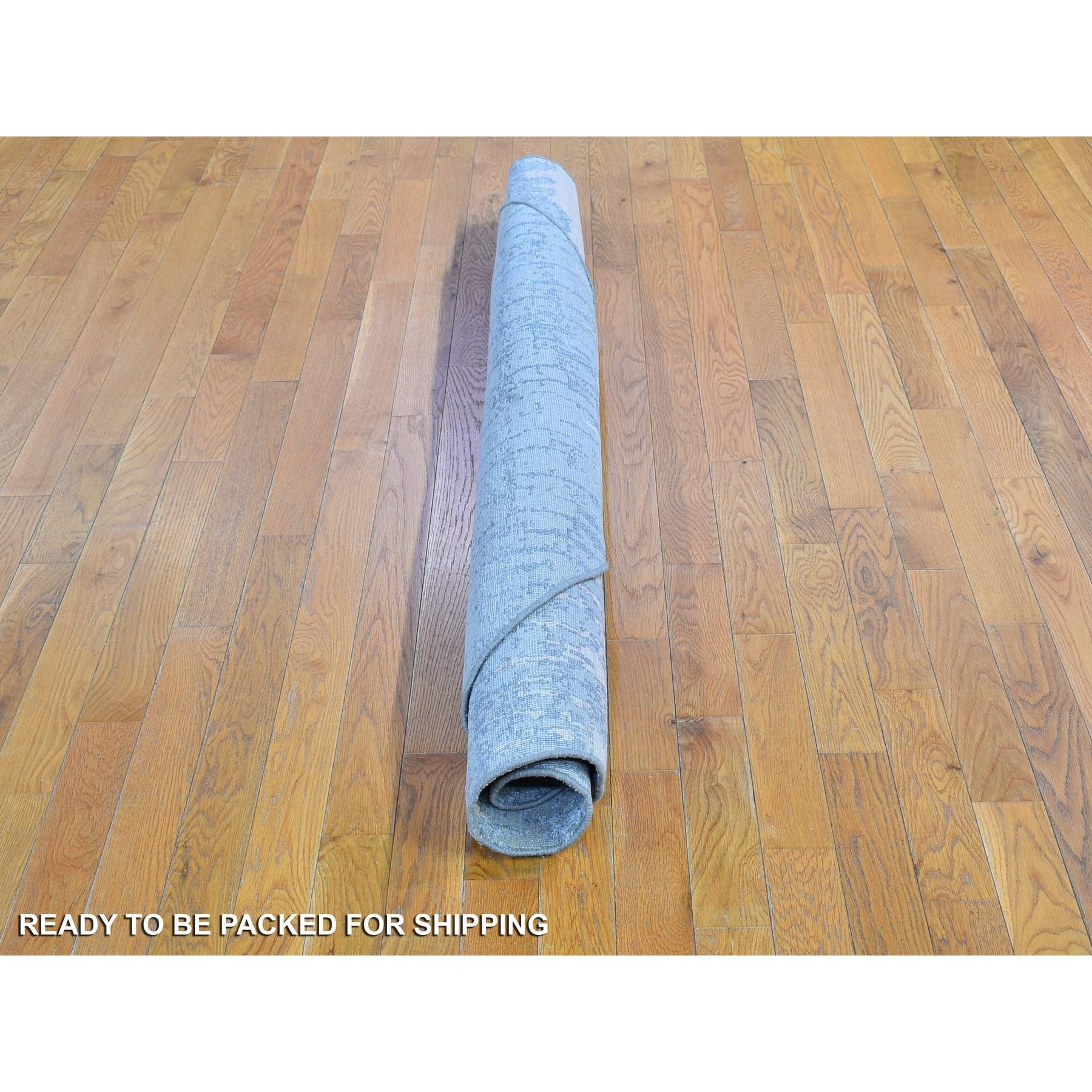6'x6' Handgeknüpfter runder orientalischer Teppich aus strukturierter Wolle und reiner Seide mit Cardiac-Design (21. Jahrhundert und zeitgenössisch) im Angebot