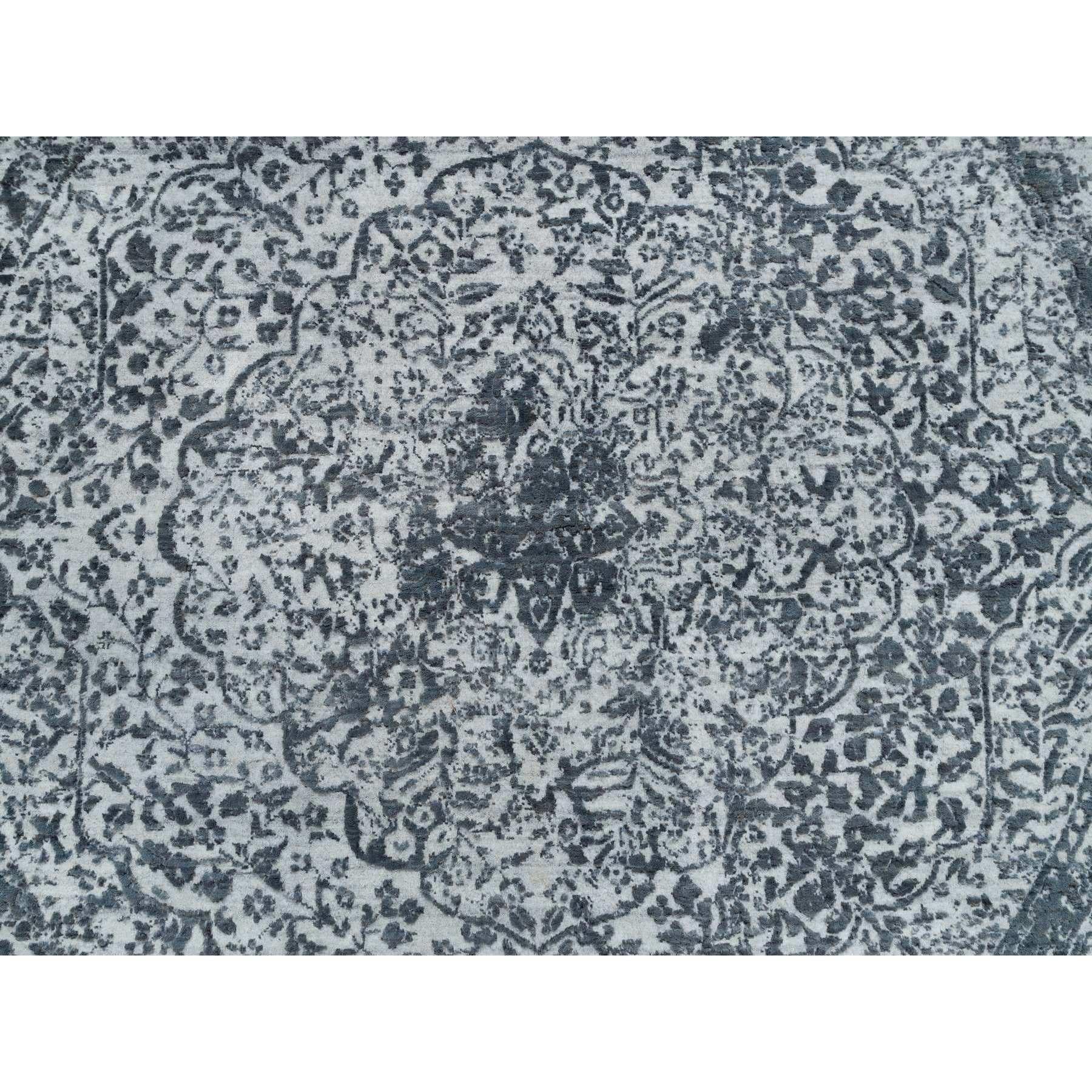 6'x6' Ice Gray Wolle und Seide Broken Design Handgeknüpfter Orientteppich im Zustand „Neu“ im Angebot in Carlstadt, NJ