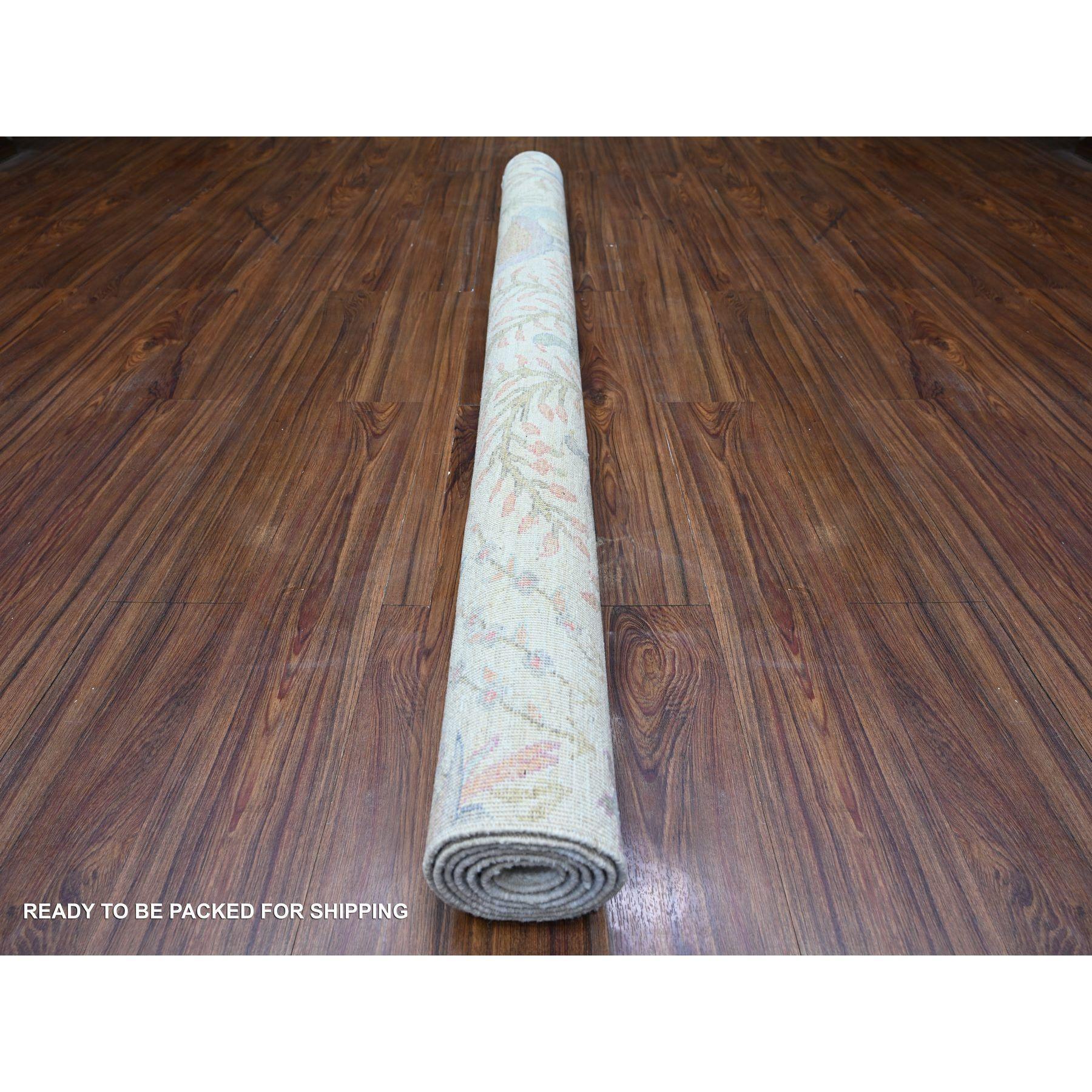 6'x6' Elfenbein Vögel Paradies Hand geknüpft Peshawar Platz Wolle Orientteppich (Afghanisch) im Angebot