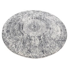 6'x6' Ivory Hand Loomed Mamluk Design Pure Wool Round Rug
