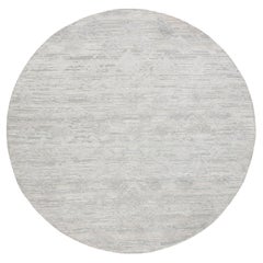 6'x6' Ivory Hand Spun Undyed Natural Wool Modern Round Hand Knotted Rug