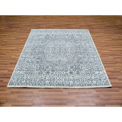 6'x6' Elfenbein Mamluken Dynastie Ton in Ton Design Hand geknüpft Wolle Quadrat Teppich