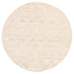 6'x6' Ivory Modern Design Hand Spun Undyed Natural Wool Hand Knotted Rug