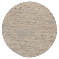 6'x6' Ivory Modern Design Textured Pure Wool Hand Knotted Round Oriental Rug