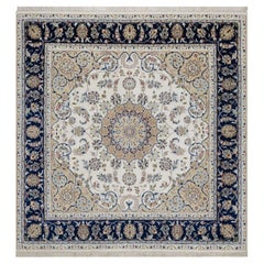 6
x6
 Ivory Nain with Flower Design Wool 
Silk 250 KPSI Hand Knotted Rug