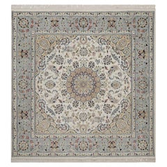 6
x6
 Ivory Nain with Medallion Design Wool 
Silk Hand Knotted Square Rug