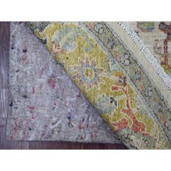 6'x6' Ivory Peshawar with Ziegler Mahal Design Hand Knotted Wool Round Rug