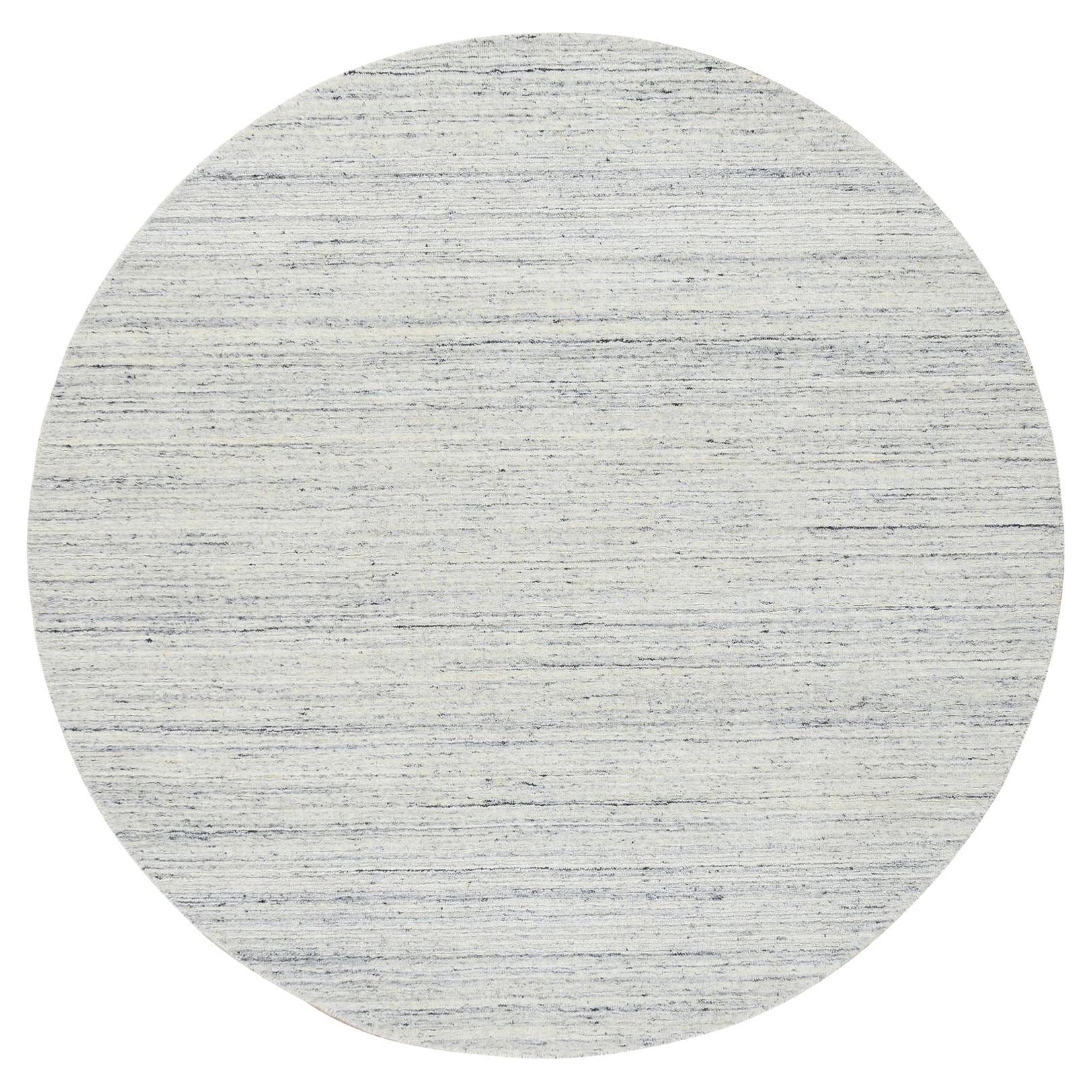 Tapis rond en laine douce tissée à la main 6'x6' Ivoire uni Design/One moderne