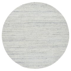 Tapis rond en laine douce tissée à la main 6'x6' Ivoire uni Design/One moderne