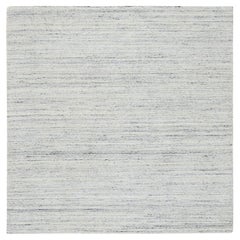 6
x6
Elfenbein, Einfarbig Modernes Striae Design, Weiche Wolle Handgewoben, Quadratischer Teppich