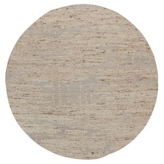 6'x6' Ivory Textured Modern Design Hand Knotted PureWool Round Oriental Rug
