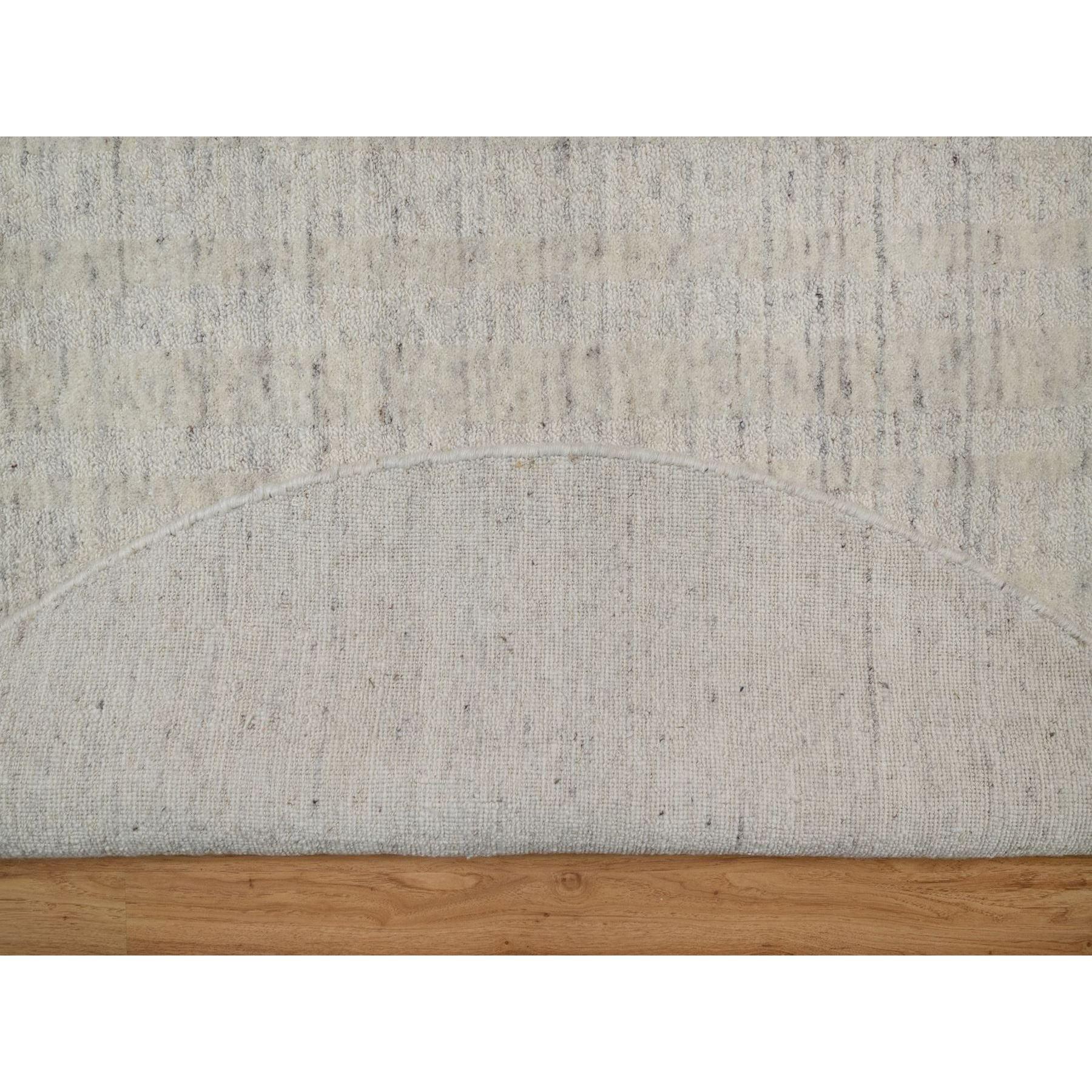 6'x6' Elfenbein Vertikale Streifen Design Hand gewebt natürliche Wolle Runde Teppich (Moderne) im Angebot