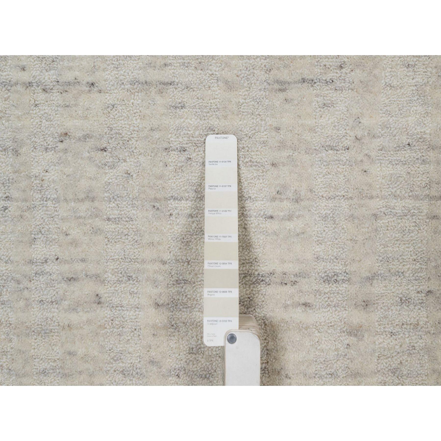 6'x6' Elfenbein Vertikale Streifen Design Hand gewebt natürliche Wolle Runde Teppich (Indisch) im Angebot