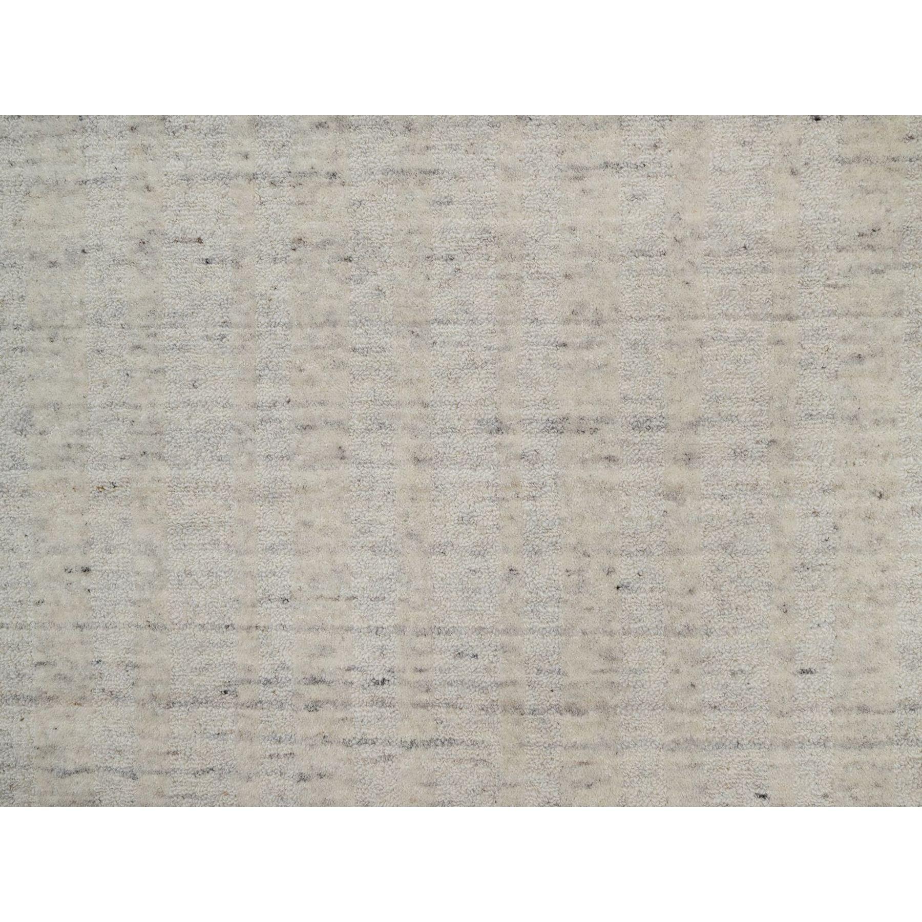 6'x6' Elfenbein Vertikale Streifen Design Hand gewebt natürliche Wolle Runde Teppich (Handgeknüpft) im Angebot