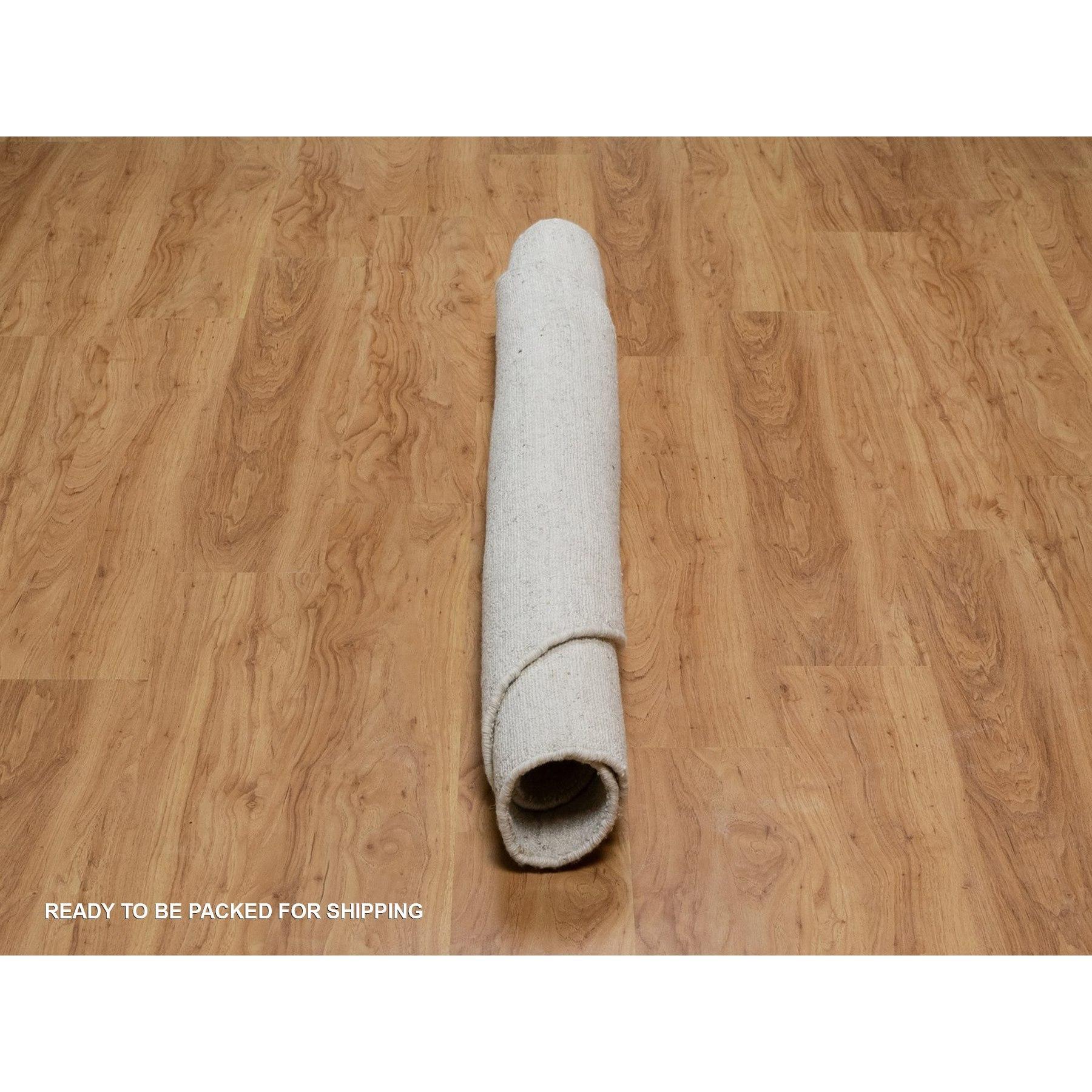 6'x6' Elfenbein Vertikale Streifen Design Hand gewebt natürliche Wolle Runde Teppich im Zustand „Neu“ im Angebot in Carlstadt, NJ