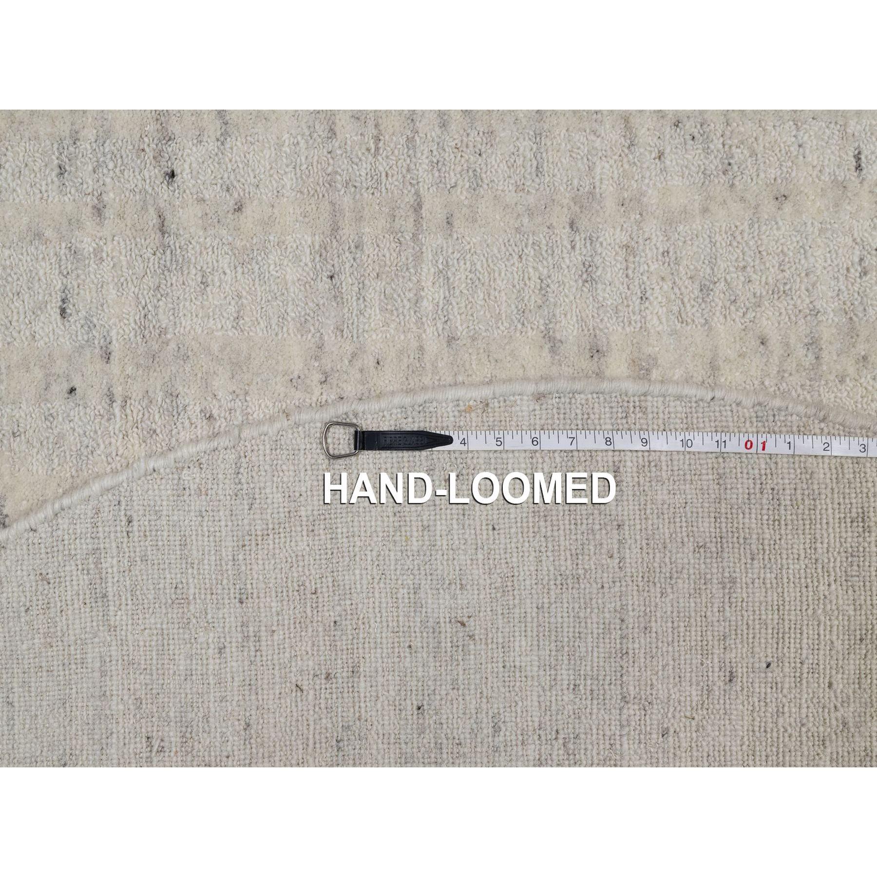 6'x6' Elfenbein Vertikale Streifen Design Hand gewebt natürliche Wolle Runde Teppich im Angebot 1