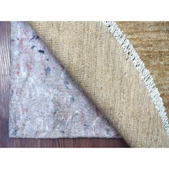 6'x6' Khaki Brown Plain Solid Pattern Hand Knots Rugs Ghazni Wool Round