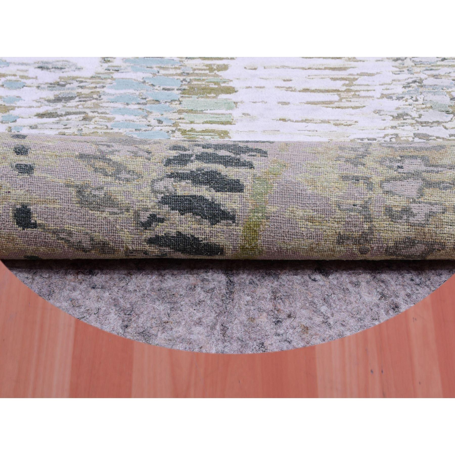 Moderne 6'x6' Lafayette Vert Crocodile Safari Design Soie Noué à la main Tapis d'Orient en vente