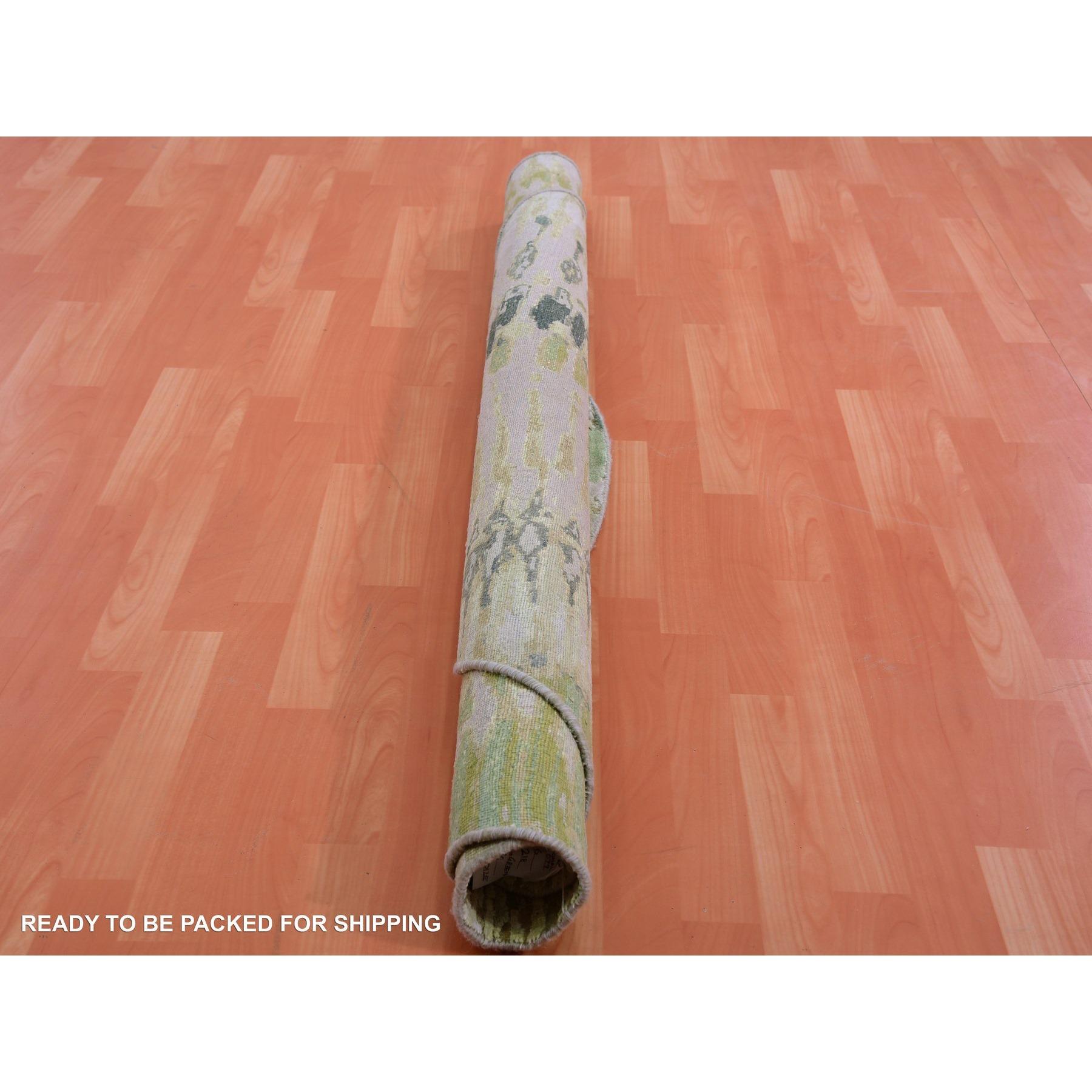 XXIe siècle et contemporain 6'x6' Lafayette Vert Crocodile Safari Design Soie Noué à la main Tapis d'Orient en vente
