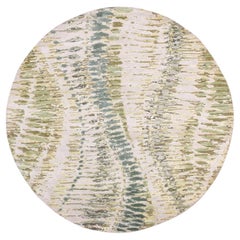 6'x6' Lafayette Vert Crocodile Safari Design Soie Noué à la main Tapis d'Orient