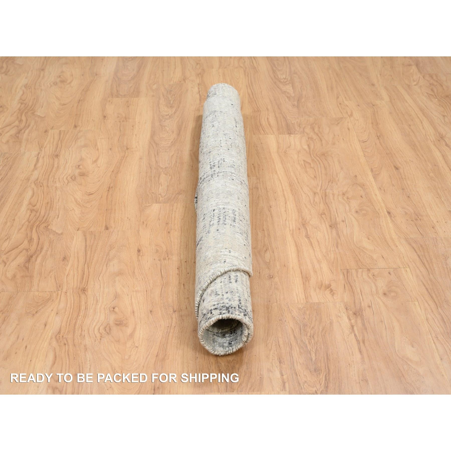 6'x6' Hellgrauer, moderner, handgeknüpfter runder Teppich aus Naturwolle, handgeknüpft im Zustand „Neu“ im Angebot in Carlstadt, NJ