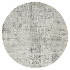 6'x6' Light Gray, Modern Design, Natural Wool, Hand Knotted Round Rug