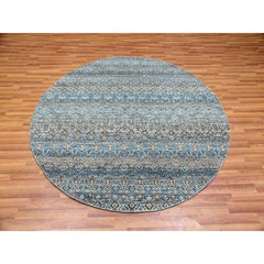 6'x6' Ocean Blue 100% Plush Wool Hand Knotted Kohinoor Herat Design Oriental Rug