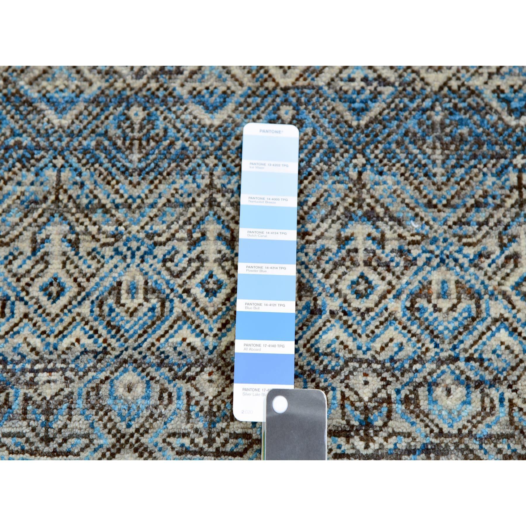 6'x6' Ozeanblauer 100% Plüsch Wolle Handgeknüpfter Kohinoor Herat Design Orientalischer Teppich (Indisch) im Angebot