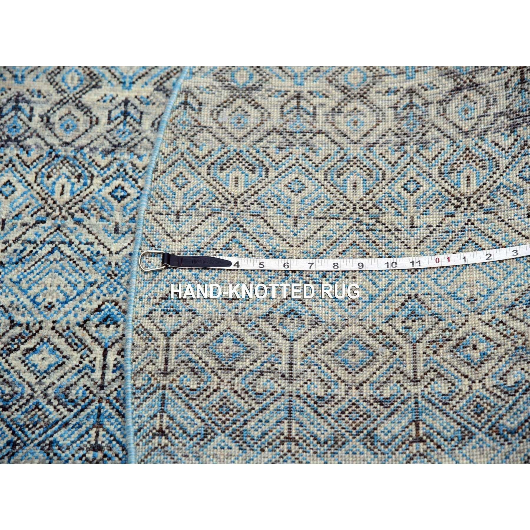 6'x6' Ozeanblauer 100% Plüsch Wolle Handgeknüpfter Kohinoor Herat Design Orientalischer Teppich (21. Jahrhundert und zeitgenössisch) im Angebot