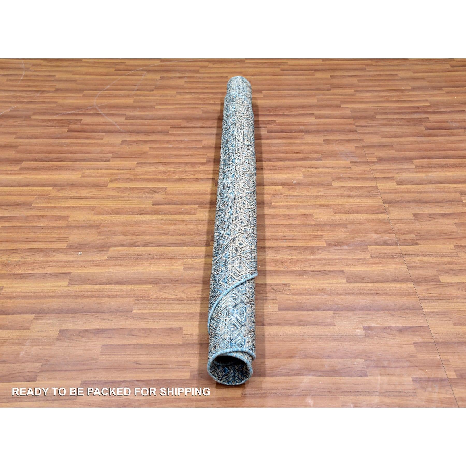 6'x6' Ozeanblauer 100% Plüsch Wolle Handgeknüpfter Kohinoor Herat Design Orientalischer Teppich im Angebot 1