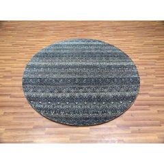 6'x6' Onyx Gray Hand Knotted Kohinoor Herrita 100% Plush Wool Round Rug