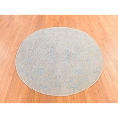6'x6' Peach Color Broken Cypress Tree Design Wool and Silk Hand Loomed Rug